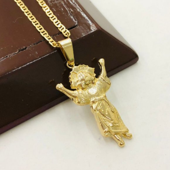 Womens Divino Nino Necklace with Mariner Chain 20" in Gold Fillled Cadena de Oro - Picture 6 of 10